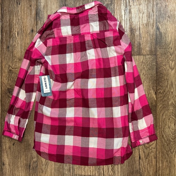 NEW Old Navy Girls Tunic Length Plaid Pink Long Sleeve Shirt Size Large 10/12 - Picture 4 of 5